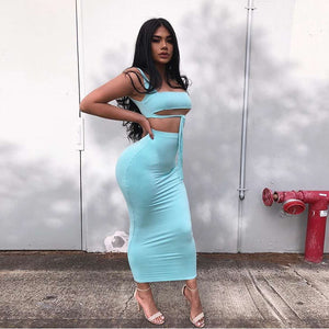 2 Layer body con/ bandage Dress 2 Piece Set Women