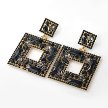Load image into Gallery viewer, Flash Claw Chain Series Multi-layer Square Alloy Diamond Rhinestone Glass Diamond Full Diamond Earrings
