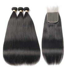 Load image into Gallery viewer, Beumax Hair 3/4 bundles with 4x4 closure Straight Brazilian 10A Grade - Bianca's hair and beauty supply
