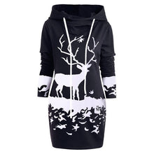 Load image into Gallery viewer, Free Ostrich Christmas Dress Women Hooded Long Sleeve Printed Casual Vestido De Festa Curto Casual Dress Clothes Women N30

