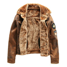 Load image into Gallery viewer, Men  Autumn Thick Warm Fleece Leather Jacket Coat Men Winter Outwear Casual Military Bomber Motor Biker Leather Jackets Men
