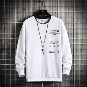 Round Neck Men's Hoodie Casual Print Long Sleeve Sweatshirt Men Hip-Hop Streetwear Trendy Pullovers Harajuku Style Autumn Spring