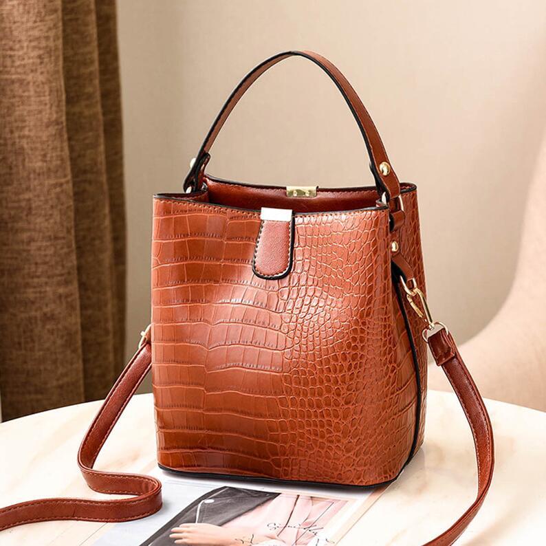 Women Pattern Handbag High Capacity Casual Crocodile Shoulder Messenger Bags Ladies PU Purse