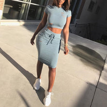 Load image into Gallery viewer, Two Piece Set Summer Dresses Women Sexy Patchwork Cocktail Party Bodycon Bandage Dress Wholesale
