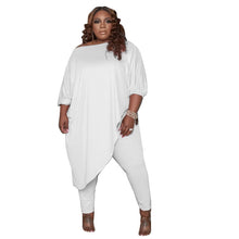 Load image into Gallery viewer, Women's Clothing Spring Diagonal Collar Black and White T-Shirt Trouser Suits Set Woman 2 Pieces Kpop Clothes Female Clothing
