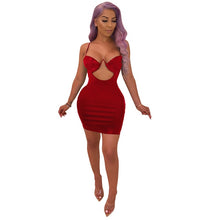 Load image into Gallery viewer, Women Sexy PU Leather Dress Hollow Out Strapless Spaghetti Straps Bodycon Mini Night Club Party Dress
