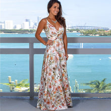 Load image into Gallery viewer, Women's Sling Floral Long Dresses arrival Summer Boho V-Neck Sleeveless  Party Beach Floarl Print  Maxi Dress Casual Sundress
