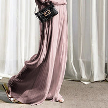 Load image into Gallery viewer, Pleated Blouse Wide Leg Pants Women Trousers Elegant Casual Palazzo Pants Elastic High Waist Ruched Pants Ladies 2 Pieces Set
