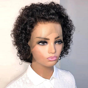 New: lace front wig short pixie human hair real hair