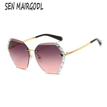 Load image into Gallery viewer, New Fashion Frameless sunglasses women Trimmed  luxury crystal sun glasses men Classic oval diamond glasses UV400 gafas de mujer
