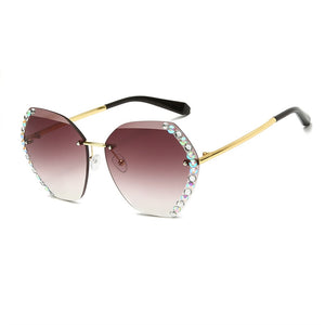 Rimless Sunglasses Women Famous Luxury Brand Design Sexy Diamond Square Sun Glasses For Female