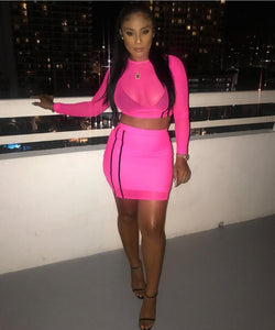 women 2 piece sets club wear sexy bodycon dress