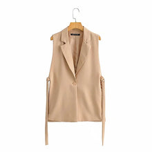 Load image into Gallery viewer, Women  Solid Colorloose Side Slit Temperament Loose One-Button Suit Collar Sleeveless Long Vest Streetwear Chic Tops
