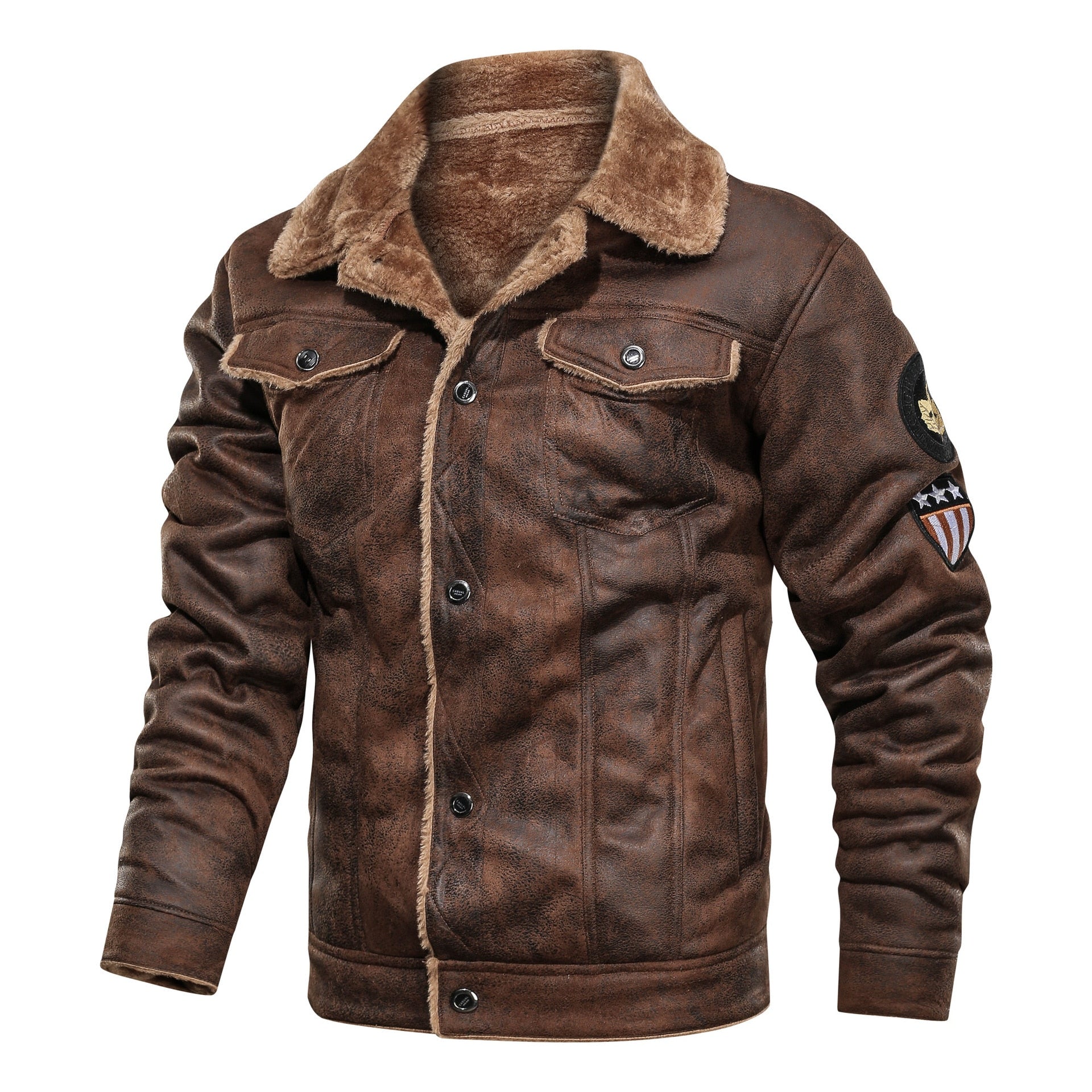 Men  Autumn Thick Warm Fleece Leather Jacket Coat Men Winter Outwear Casual Military Bomber Motor Biker Leather Jackets Men