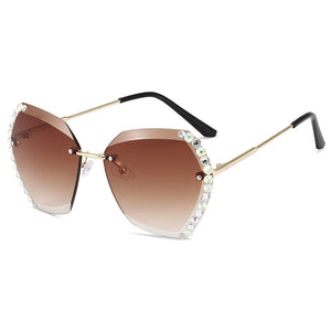 Rimless Sunglasses Women Famous Luxury Brand Design Sexy Diamond Square Sun Glasses For Female