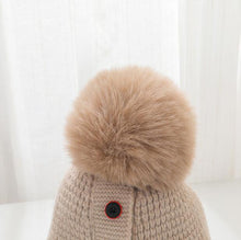 Load image into Gallery viewer, Fashion Autumn And Winter New Five-Breasted Woolen Hat Wild Cape Capless Warm Knitted Hat With Fur Balls

