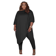 Load image into Gallery viewer, Women's Clothing Spring Diagonal Collar Black and White T-Shirt Trouser Suits Set Woman 2 Pieces Kpop Clothes Female Clothing
