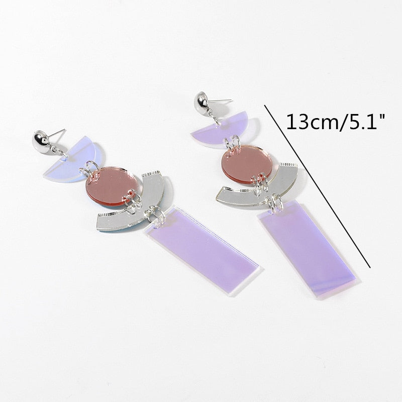 Streamer Acrylic Series Simple Square Geometric Colorful Earrings