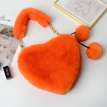Load image into Gallery viewer, Cyber Red Fashion Plush Heart shaped Bag Women's Handbag Obliquely Straddle with Heart Heart Love Hairpin Wallet
