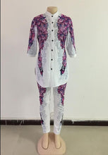 Load image into Gallery viewer, African Print Elastic Bazin Baggy Pants Rock Style Dashiki Sleeve Famous Suit For Lady
