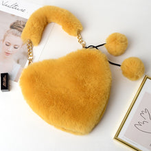 Load image into Gallery viewer, Cyber Red Fashion Plush Heart shaped Bag Women's Handbag Obliquely Straddle with Heart Heart Love Hairpin Wallet
