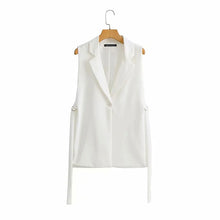 Load image into Gallery viewer, Women  Solid Colorloose Side Slit Temperament Loose One-Button Suit Collar Sleeveless Long Vest Streetwear Chic Tops
