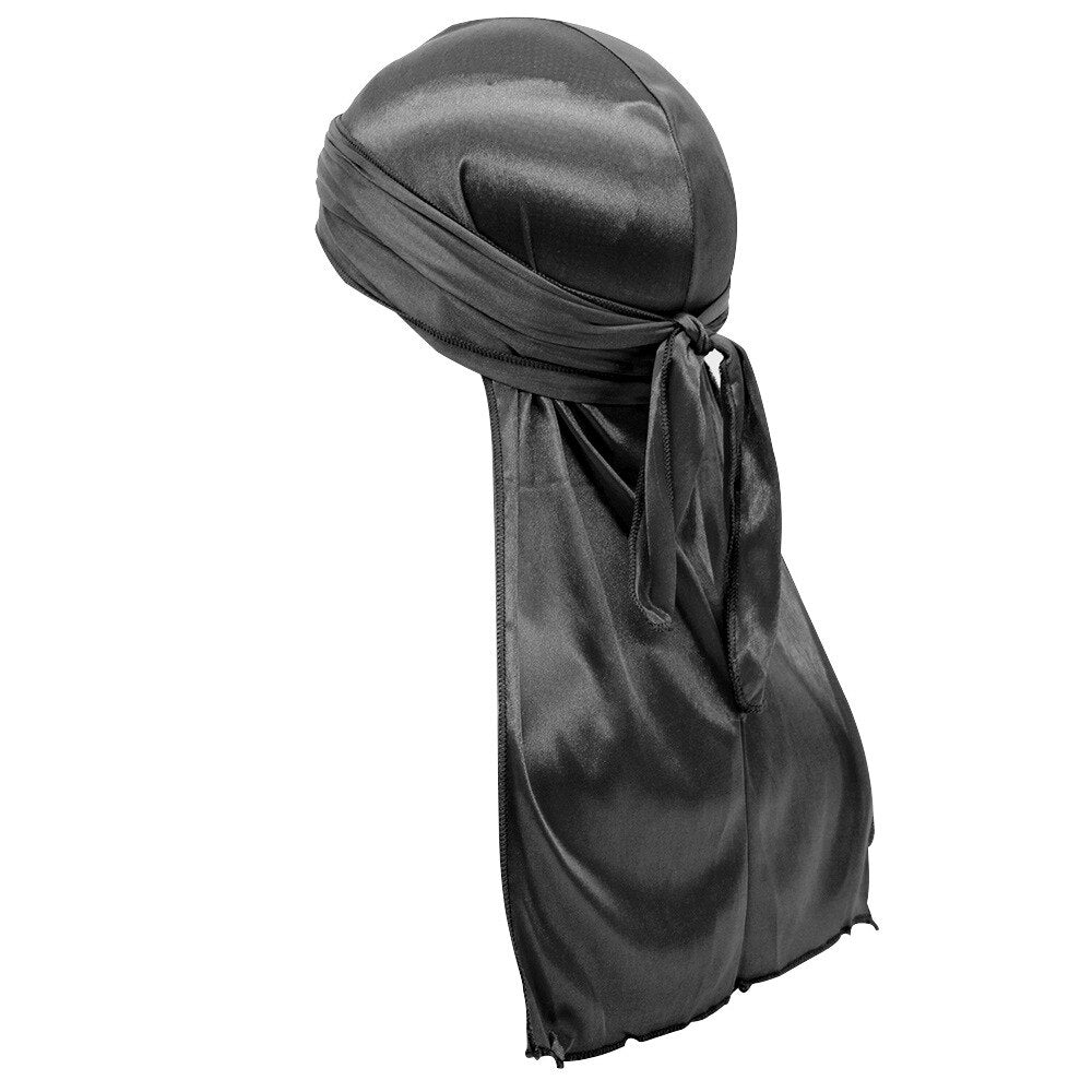 Men Silky Durags Turban Bandanas Hair bands Hat Wrap Long Tail Hip-hop Cap Headwear Hair Accessories