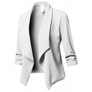 Women Black Blazers Cardigan Coat Long Sleeve Women Blazers and Jackets Ruched Asymmetrical Casual Business Suit Outwear