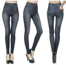 Load image into Gallery viewer, Perfect Fit Jeans Leggings Explosion models imitation denim women's leggings 9 points pants pull hair print imitation denim
