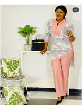Load image into Gallery viewer, Dashiki African New Fashion Suit (Dress and Trousers)  Zip Collar For Lady(ZMTZ#)
