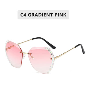 Rimless Sunglasses Women Famous Luxury Brand Design Sexy Diamond Square Sun Glasses For Female