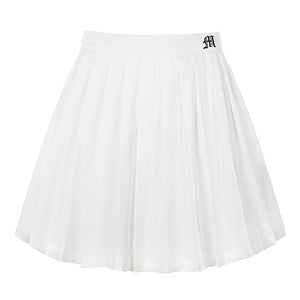 Casual White Mini Pleated Skirts Shorts Letter Print High Waisted Short Skirt Korean Preppy Style Summer Dance