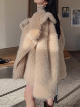 Load image into Gallery viewer, Fashion Women's Faux Fur Coat Lapel Loose Covered Button Long Sleeve Thick Warm Khaki Coat Female Winter

