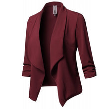 Load image into Gallery viewer, Women Black Blazers Cardigan Coat Long Sleeve Women Blazers and Jackets Ruched Asymmetrical Casual Business Suit Outwear
