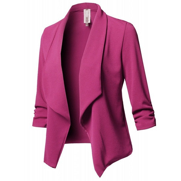 Women Black Blazers Cardigan Coat Long Sleeve Women Blazers and Jackets Ruched Asymmetrical Casual Business Suit Outwear