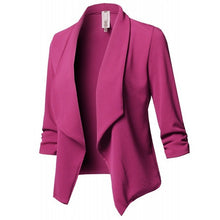 Load image into Gallery viewer, Women Black Blazers Cardigan Coat Long Sleeve Women Blazers and Jackets Ruched Asymmetrical Casual Business Suit Outwear
