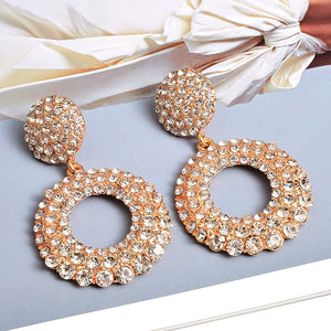 Fashion Exaggerated Large Round Temperament Diamond Earrings Women's Accessories