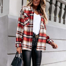Load image into Gallery viewer, Autumn Long Plaid Jacket Women Coat Overshirt Winter Checkered Jacket Female Long Sleeve Shirt Jacket For Women
