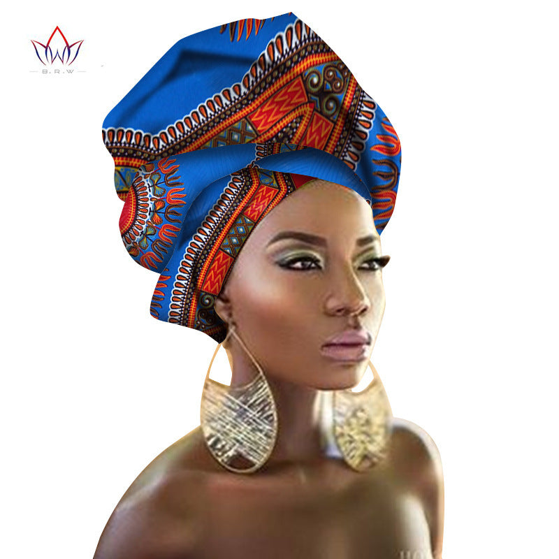 BRW Multi-color African Print Ankara Head wrap Tie Scarf High Quality Hair Accessories Gele Ipele African Bazin Rich Headwear