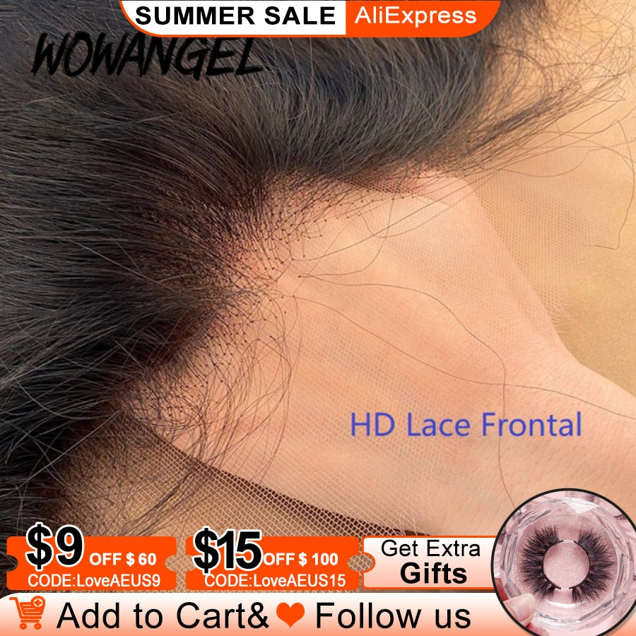 13x6 HD lace Frontal Invisible HD Transparent Lace Melt Skins Straight 6x6 5x5 HD Lace Closure Only Human Hair Remy Pre Plucked