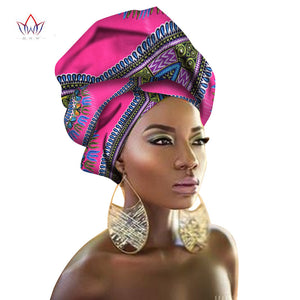 BRW Multi-color African Print Ankara Head wrap Tie Scarf High Quality Hair Accessories Gele Ipele African Bazin Rich Headwear