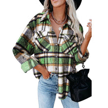 Load image into Gallery viewer, Autumn Long Plaid Jacket Women Coat Overshirt Winter Checkered Jacket Female Long Sleeve Shirt Jacket For Women
