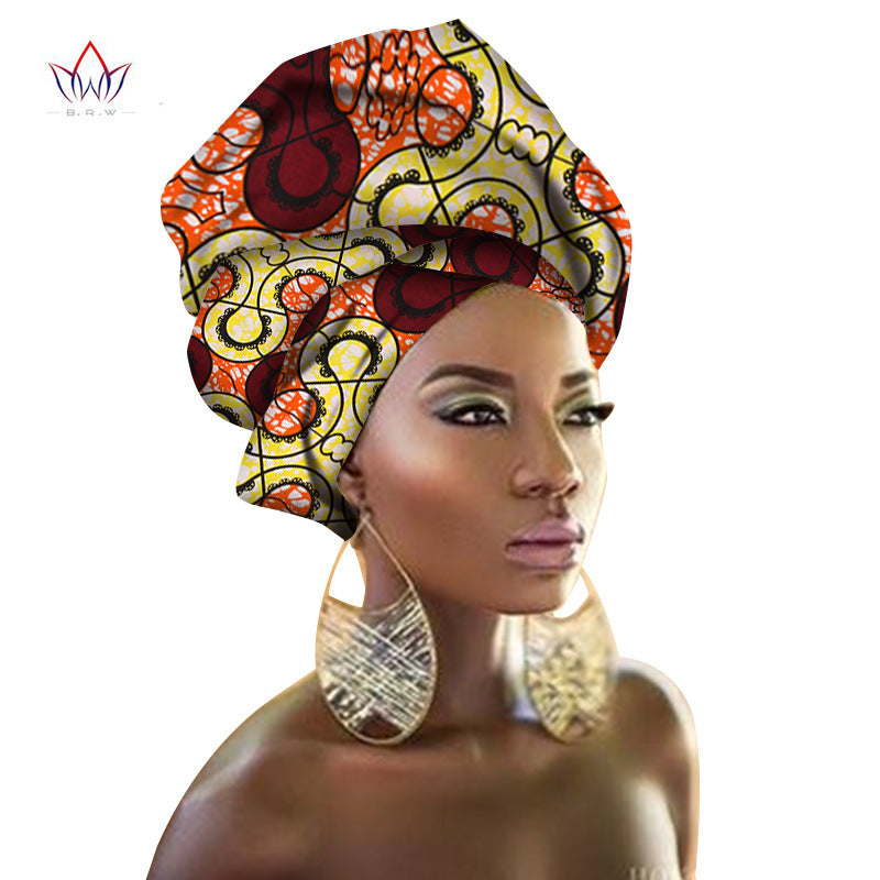 BRW Multi-color African Print Ankara Head wrap Tie Scarf High Quality Hair Accessories Gele Ipele African Bazin Rich Headwear