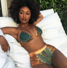 Load image into Gallery viewer, African Print Two-Pieces Bath Suits Bikini Set Sexy Geometric Swimwear Swimsuit

