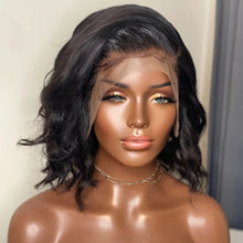 Load image into Gallery viewer, Black Big Wave Wig Chemical Fiber Front Lace Short Curly Hair Matte High Temperature Silk Headgear
