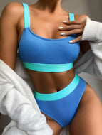 Bikini Women Swimwear Sexy Solid Color High Waist Split Swimsuit Bikini Set European and American Traje de baño para mujer#40