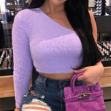 Load image into Gallery viewer, One Shoulder Asymmetrical long sleeve top
