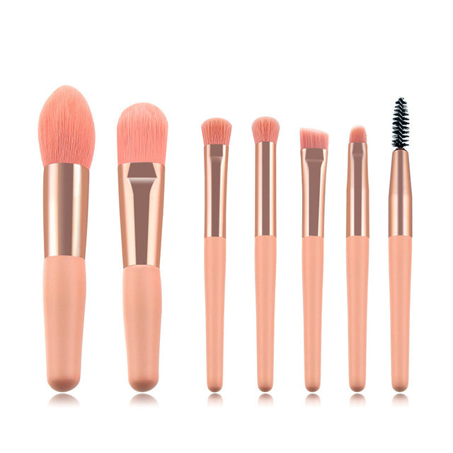 7/8pcs Little Cute Pink Makeup Brushes Set Foundation Powder Eyeshadow Blending Brush Eyebrow Eyelash Brush Beauty Make Up Tools