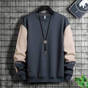 Fashion Patchwork Men Sweatshirt  Autumn New Street Trend Hoodie Mens Casual Loose Pullover Korean Long Sleeved Top M-5XL