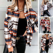 Load image into Gallery viewer, Autumn Long Plaid Jacket Women Coat Overshirt Winter Checkered Jacket Female Long Sleeve Shirt Jacket For Women
